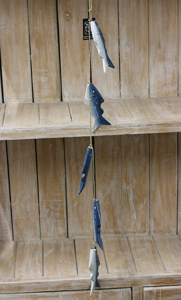 Hanger 5 vissen Blauw/wit