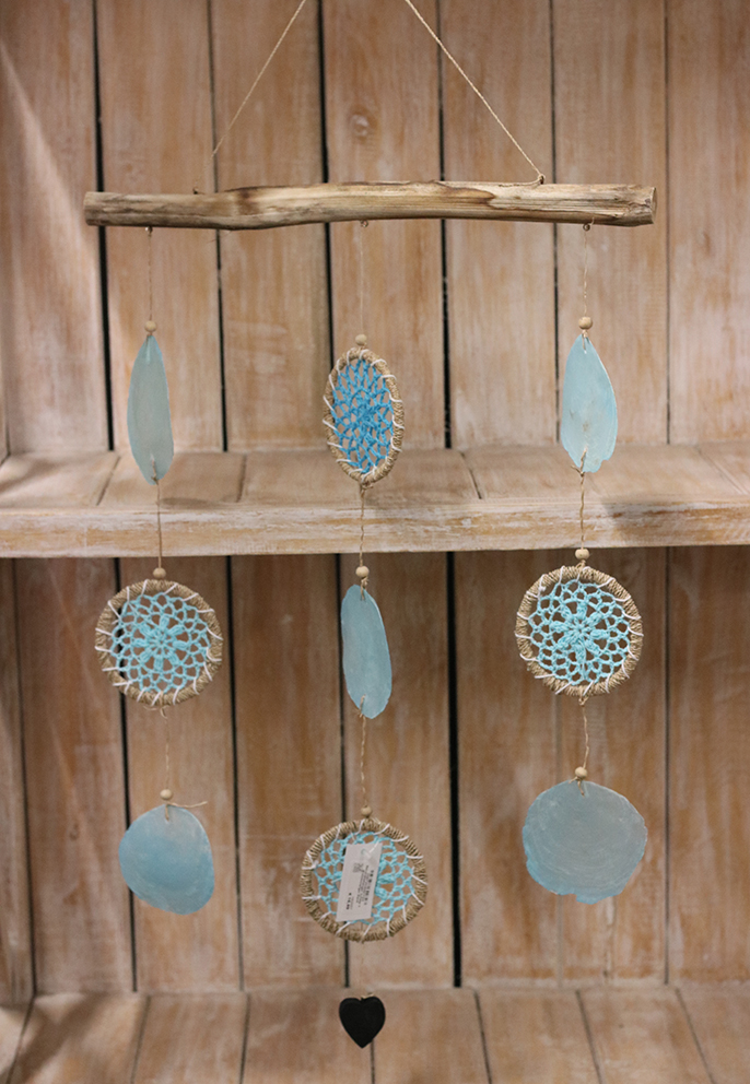 Decoratiehanger schelp + dromenvanger Aqua