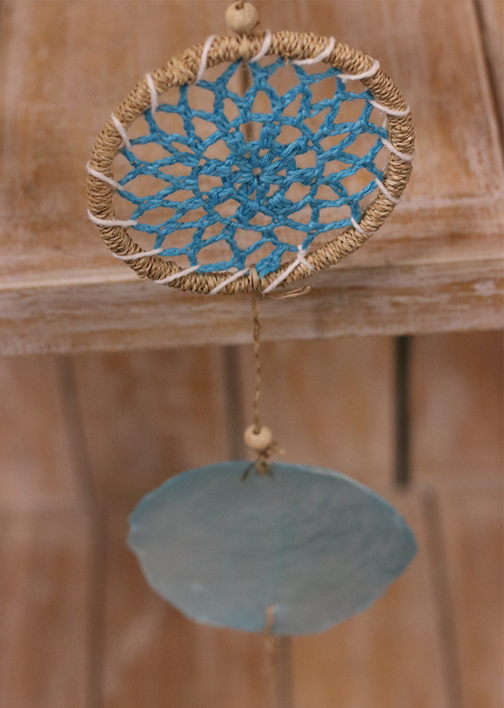 Decoratiehanger schelp + dromenvanger Aqua - Afbeelding 2