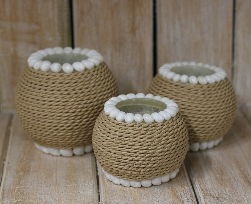 Waxinelichthouder touw + schelp Small - Afbeelding 3