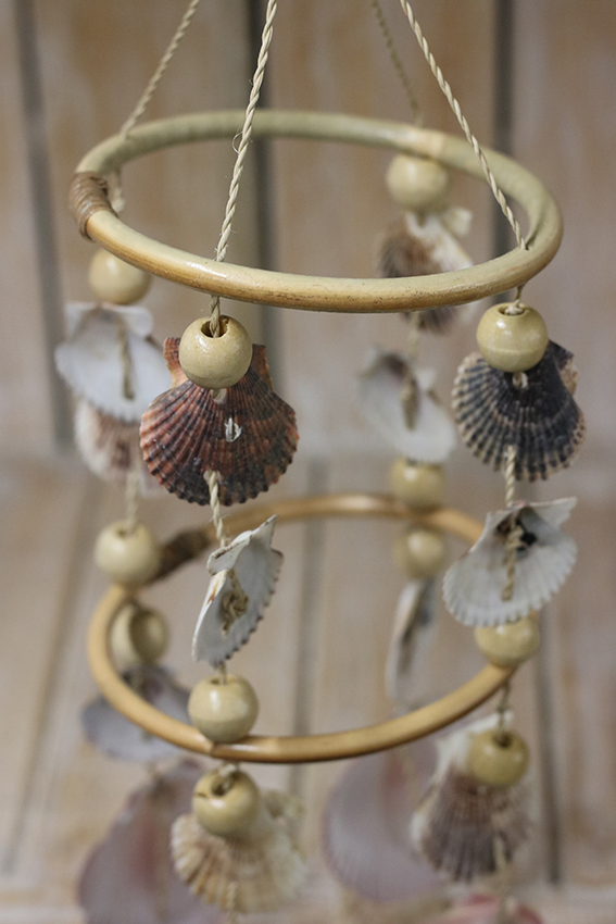 Windgong schelp (2 houten ringen) Multicolor - Afbeelding 2