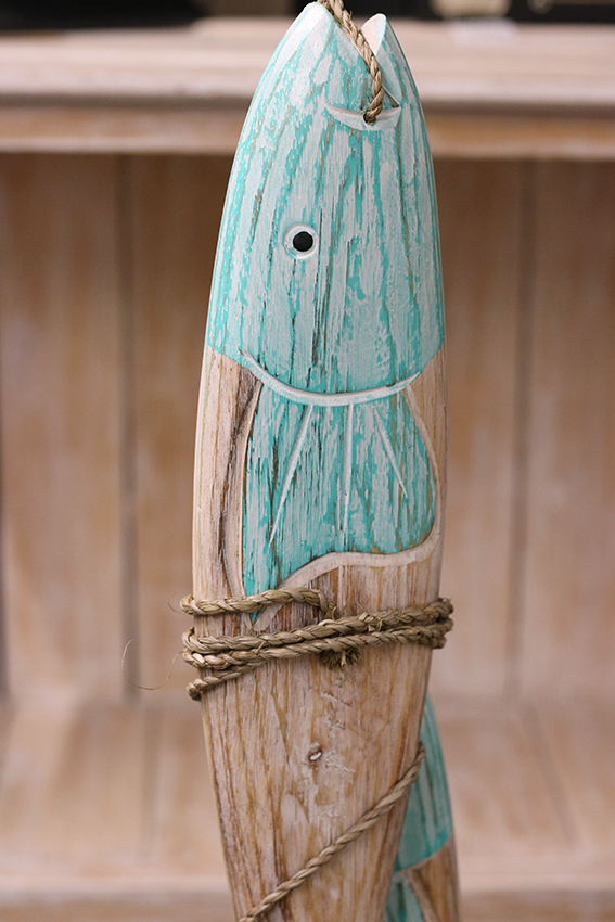 Hanger hout 3 vissen turquoise - Afbeelding 2
