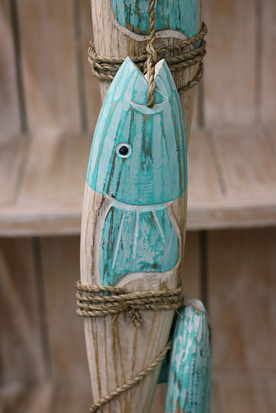 Hanger hout 3 vissen turquoise - Afbeelding 3