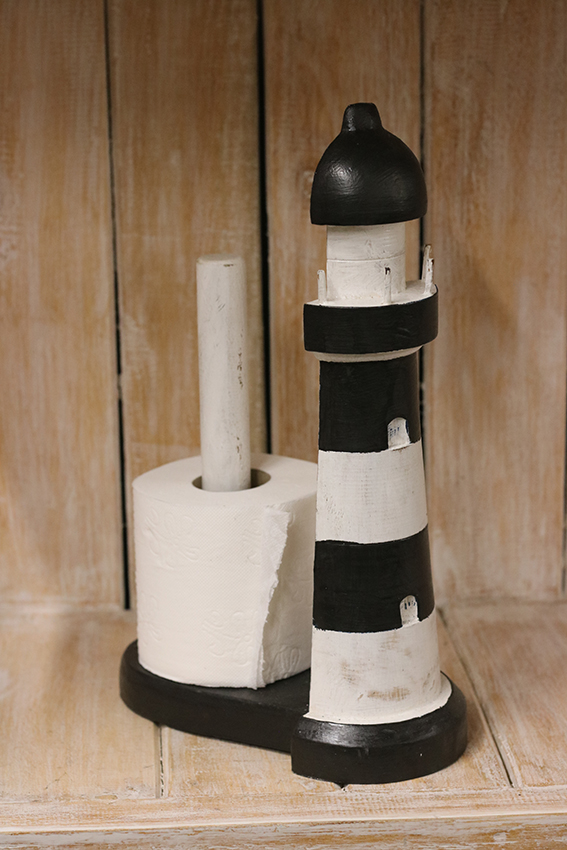 Keukenrolhouder vuurtoren ±35cm zwart/wit - Afbeelding 2