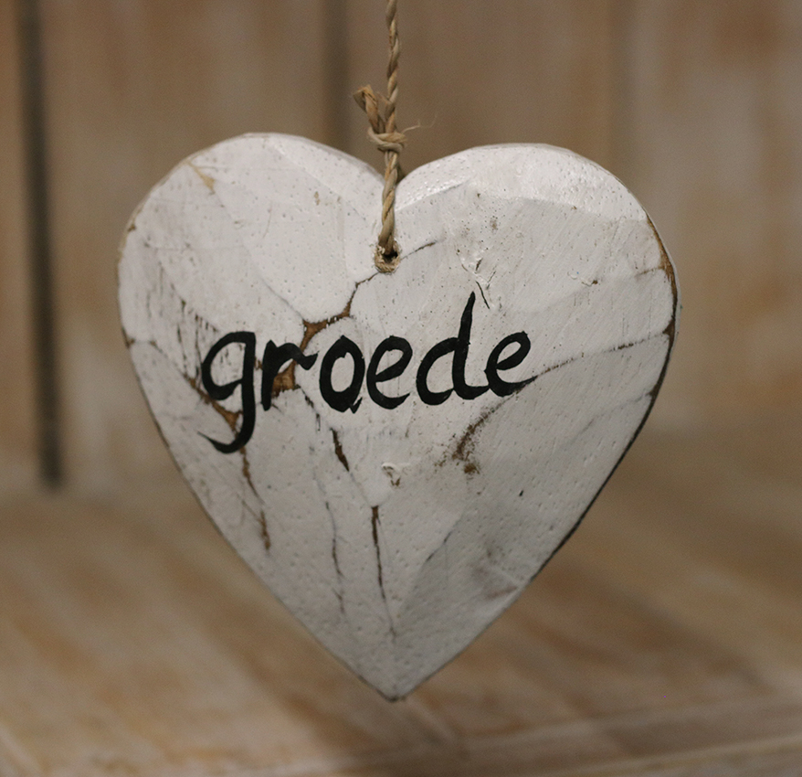 Hanger houten hart drijfhout + steen Groede - Afbeelding 2