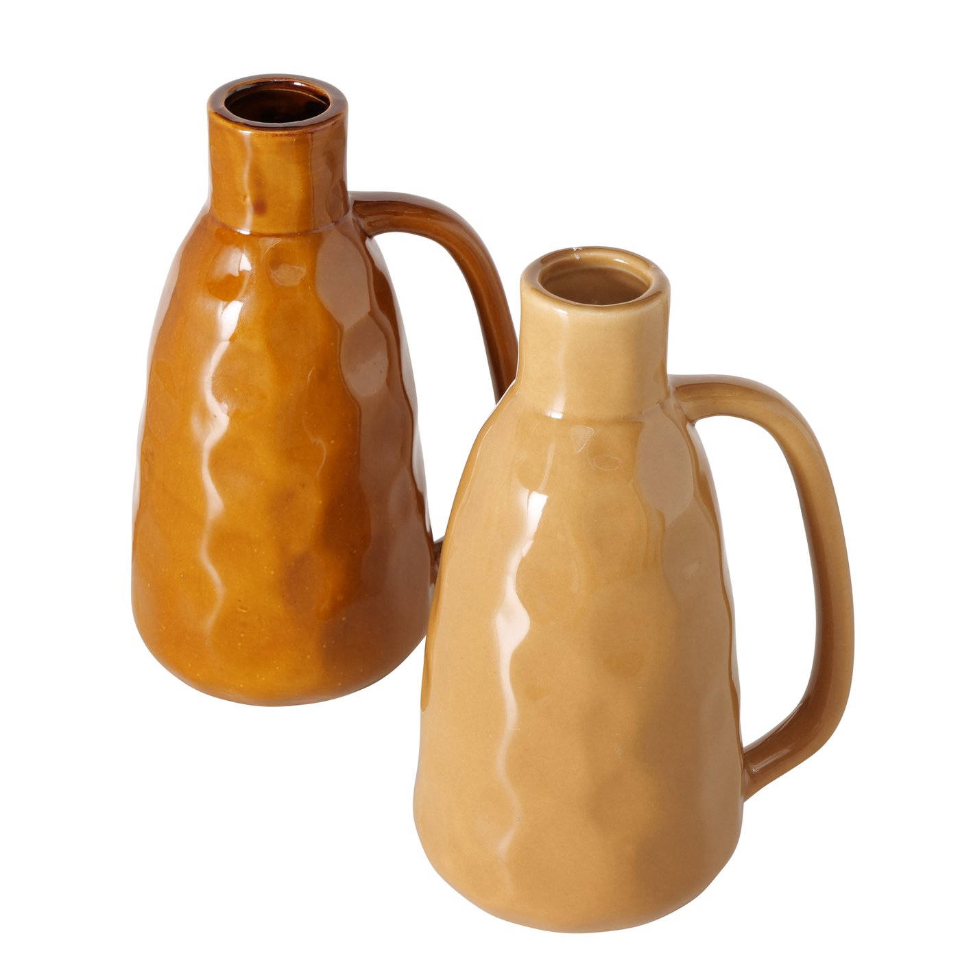 Vaas Camillo, 2 ass., H 18 cm, Aardewerk, Bruin-Creme