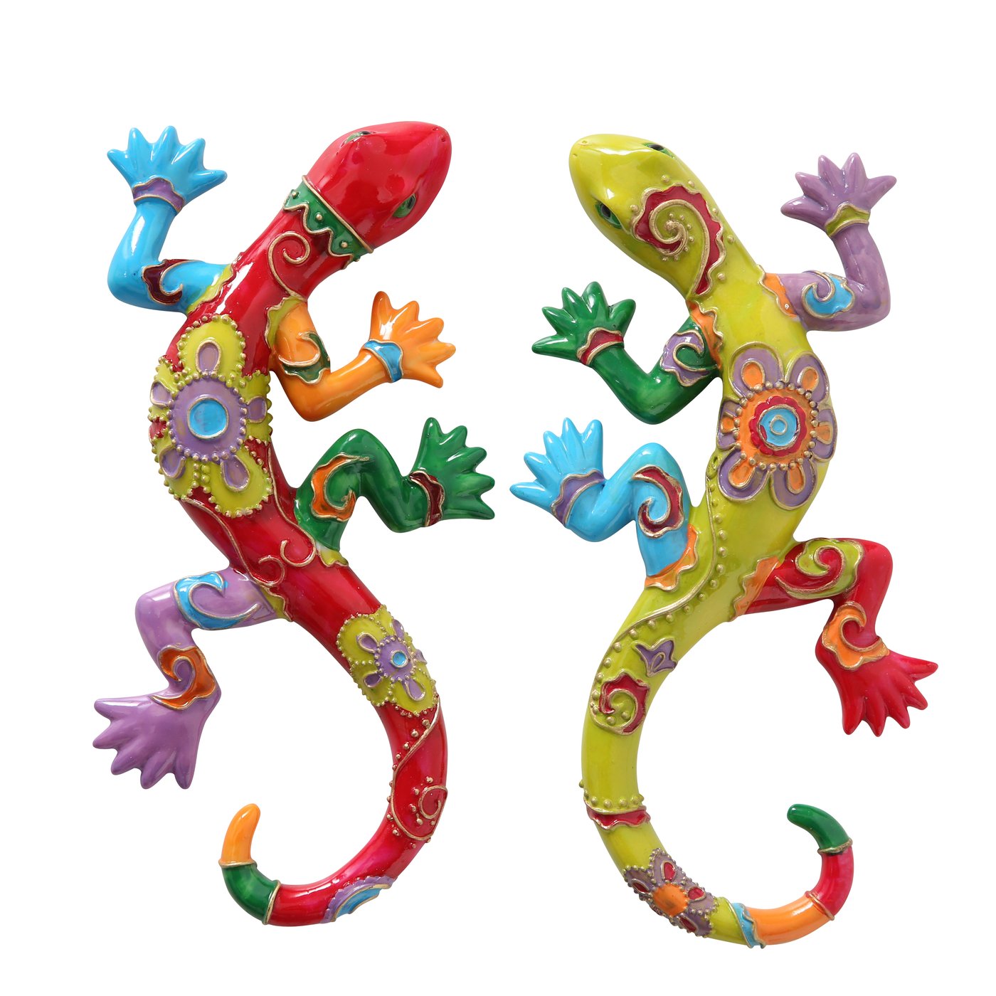 Figuur Exotic, 2 ass., Hagedis, H 3 cm, Polyresin, Groen/Rood