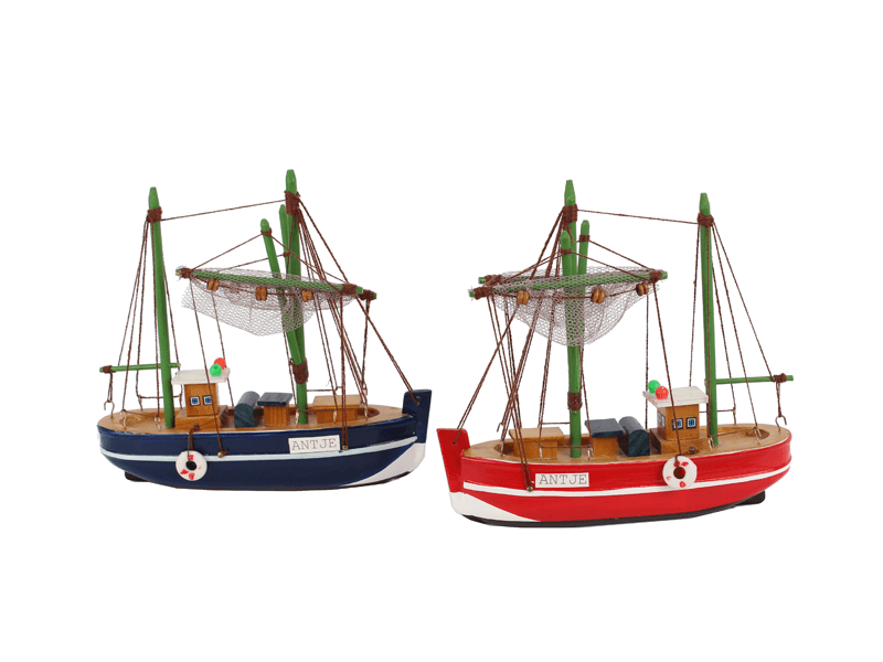 Vissersboot 6cm 6 kleuren ass.