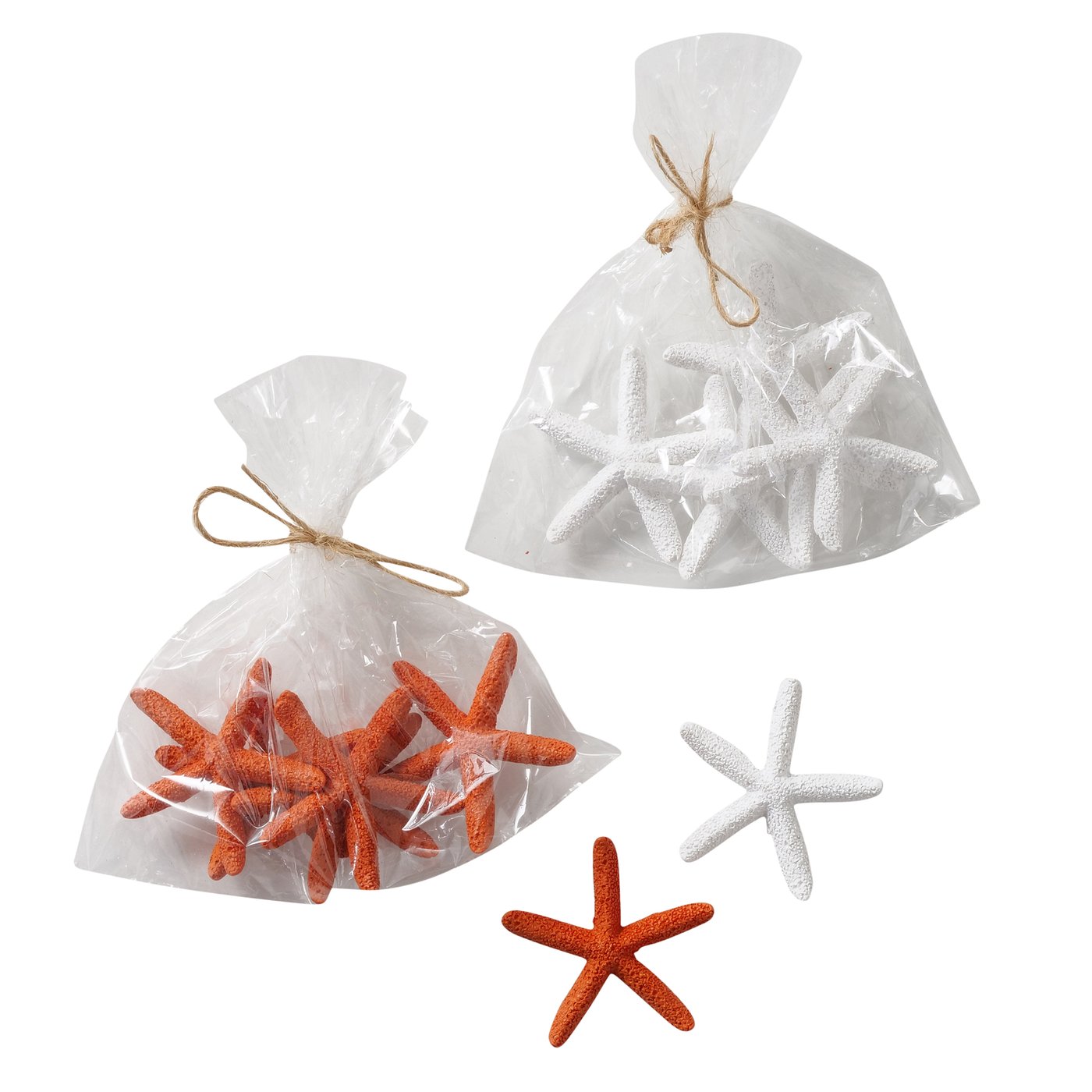 (Tafel)decoratie Clyo, 6 pcs., 2 ass., zeester, oranje/wit