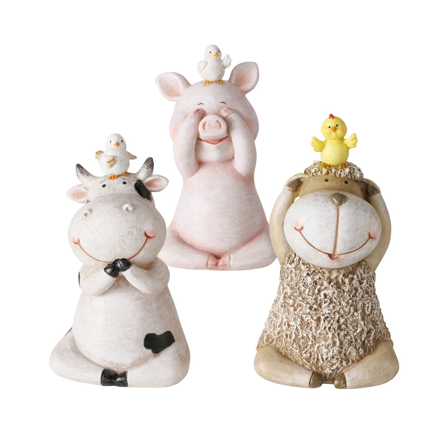 Figuur Enzo, 3 ass., koe, schaap, varken, H 16cm