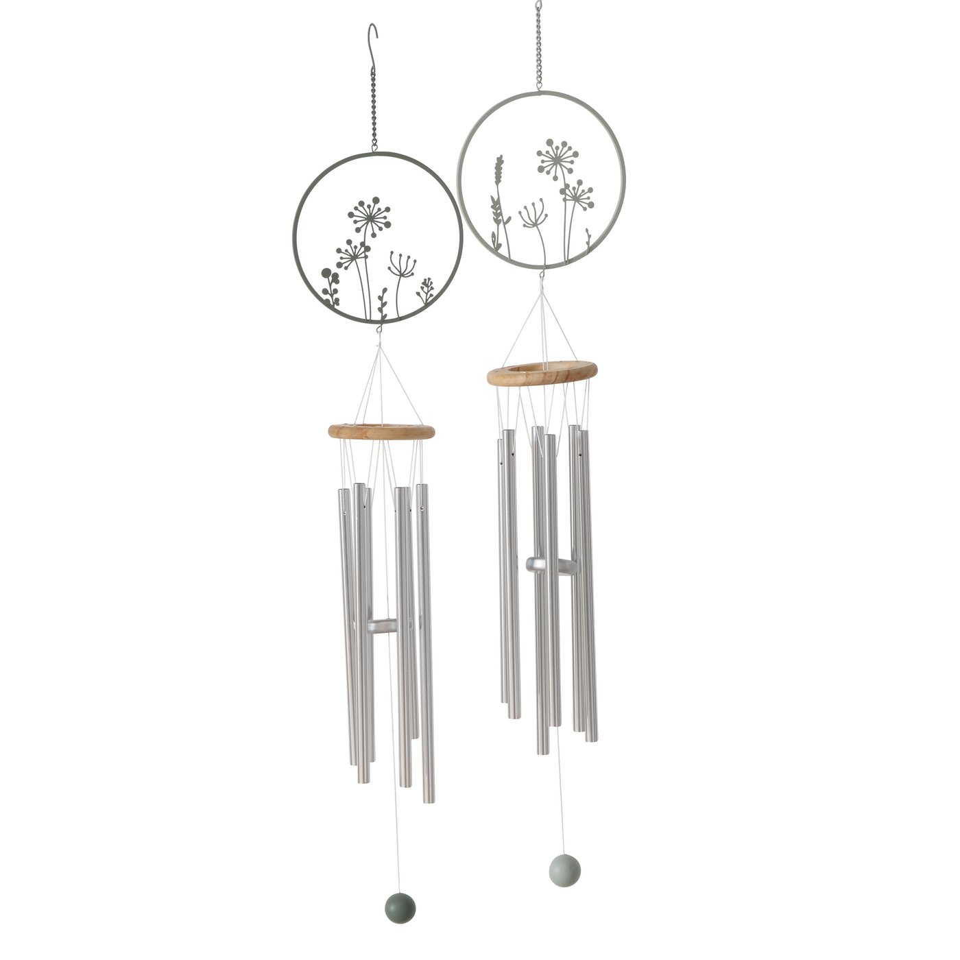 Windgong Yves, 2 ass., Rond, H 73 cm, Pine, Aluminium