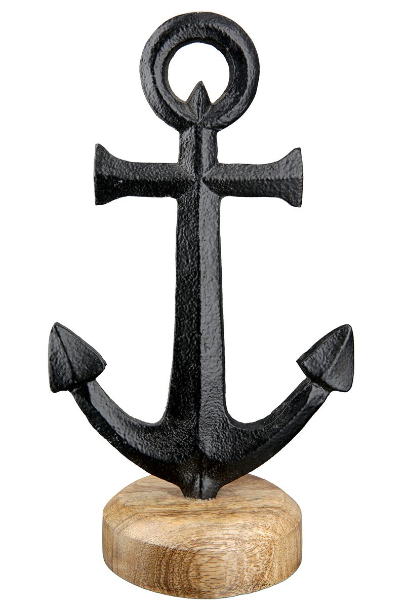 Anker zwart op standaard rond, H 20 cm