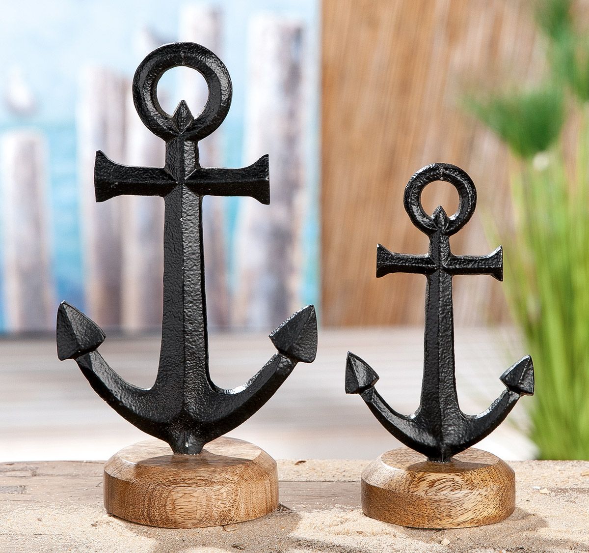 Anker zwart op standaard rond, H 20 cm - Afbeelding 2