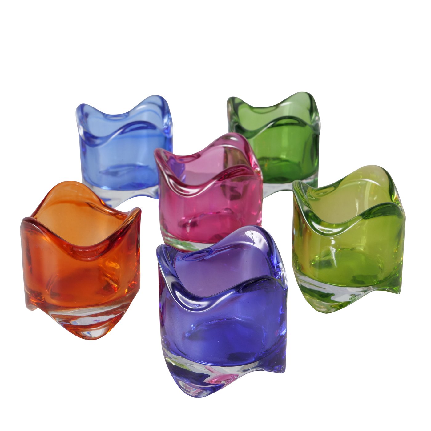Theelichthouder Colora, 6 ass.,H 5,7 cm, Glossy glas
