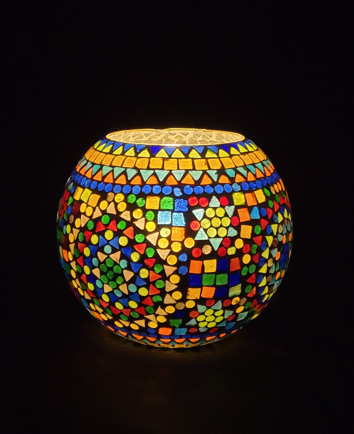 Mozaiek tafellamp bolvorm multicolor 18x18x15 cm