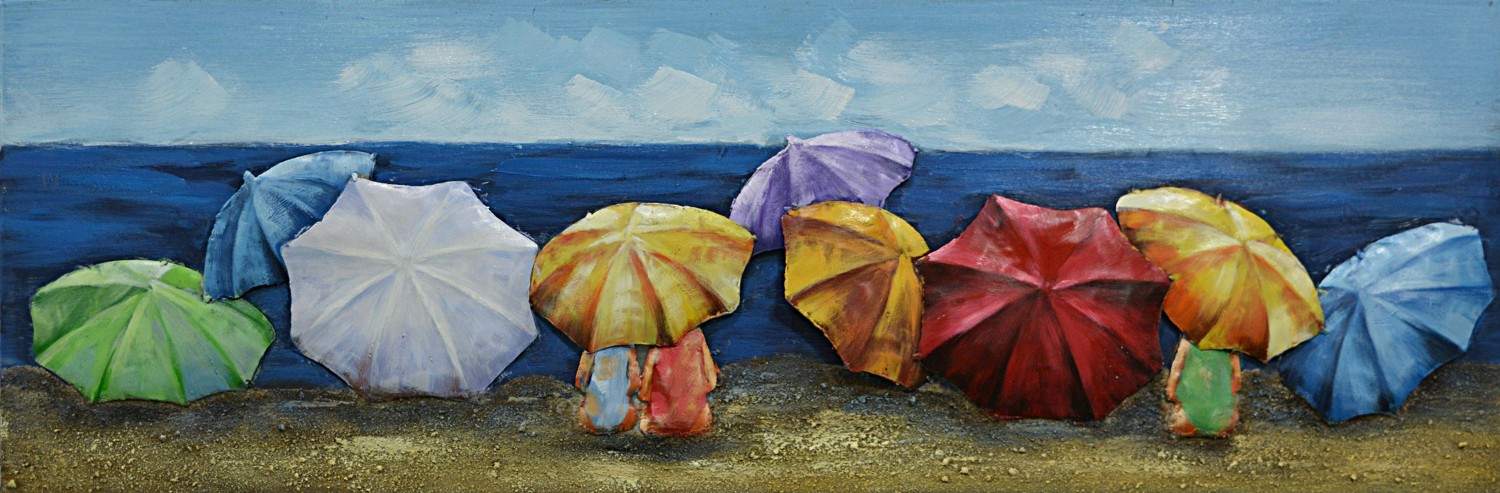 Wanddecoratie 3D parasols 30x90 cm