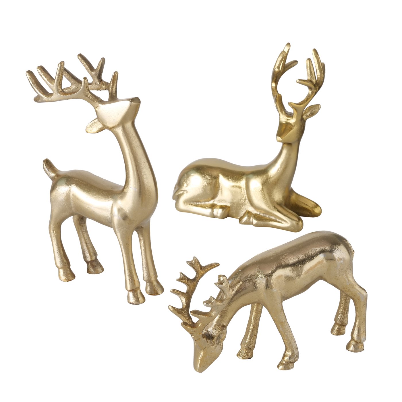 Beeld hert Seran 3 soorten, H 22 cm, Aluminium, Gold aluminium gold