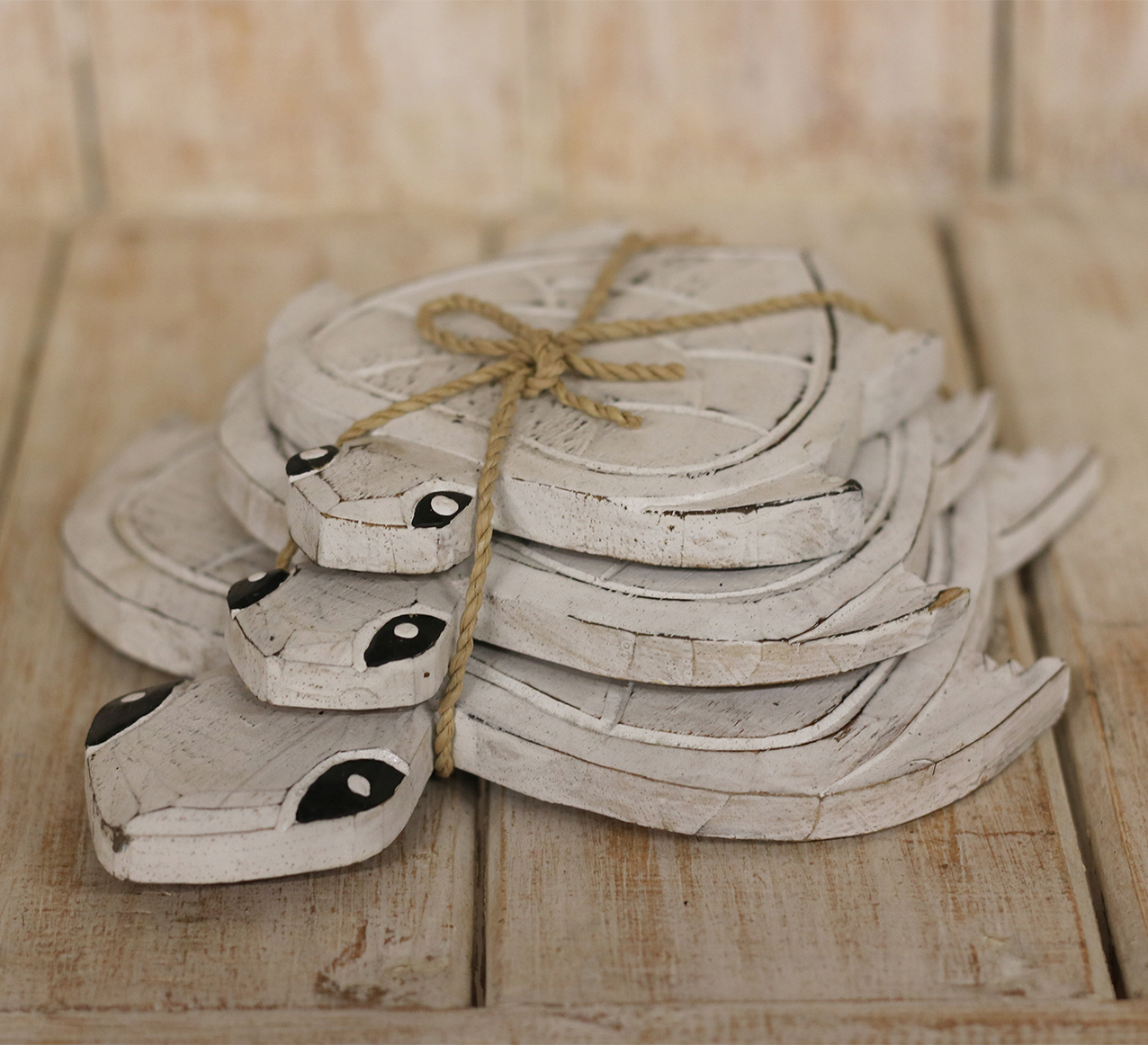 Houten Schildpad Dolo set/3 Wit