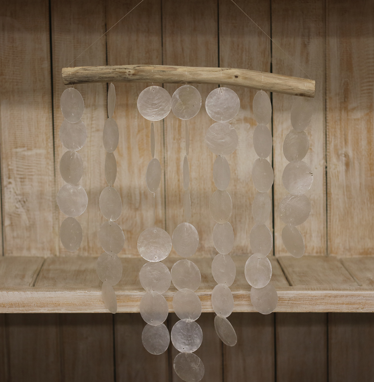 Wanddecoratie Schelpenhanger Capiz Naturel/wit