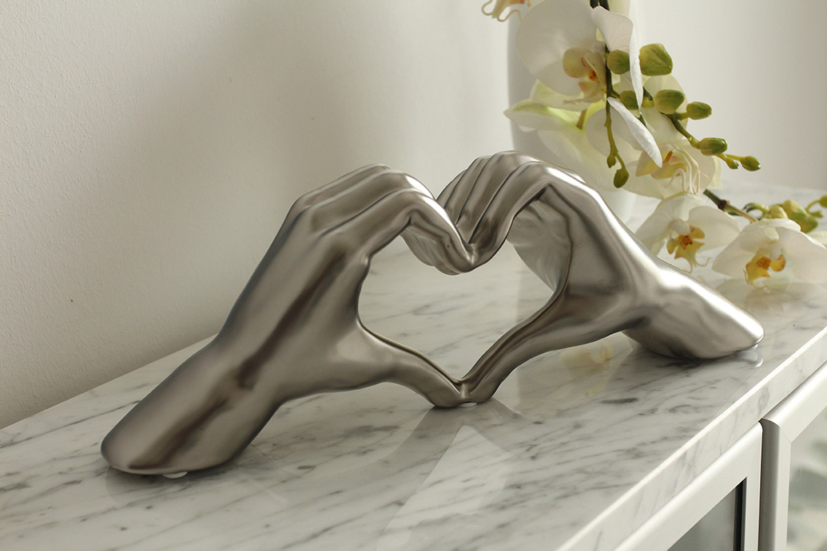 Decoratief object hart handmotief zilverkleurig