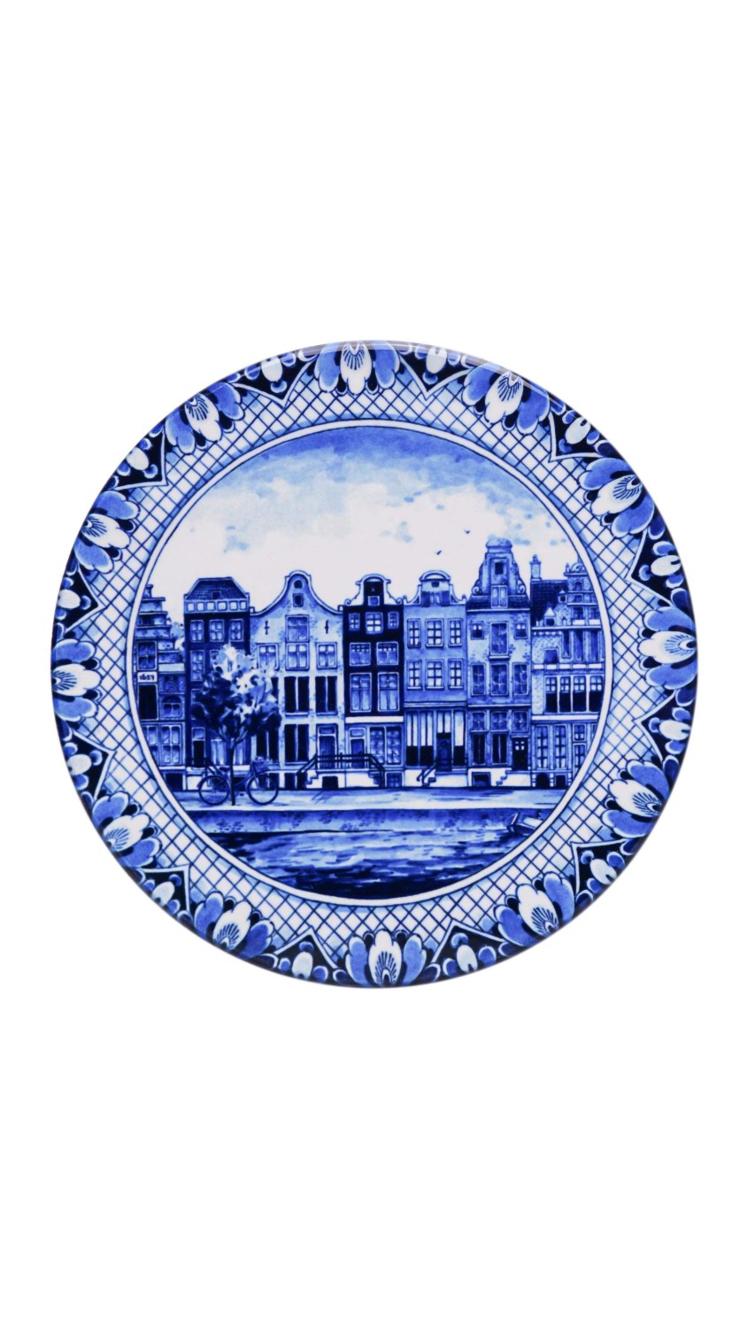 Pannenonderzetter Grachtenpanden - Delfts blauw - 18 cm