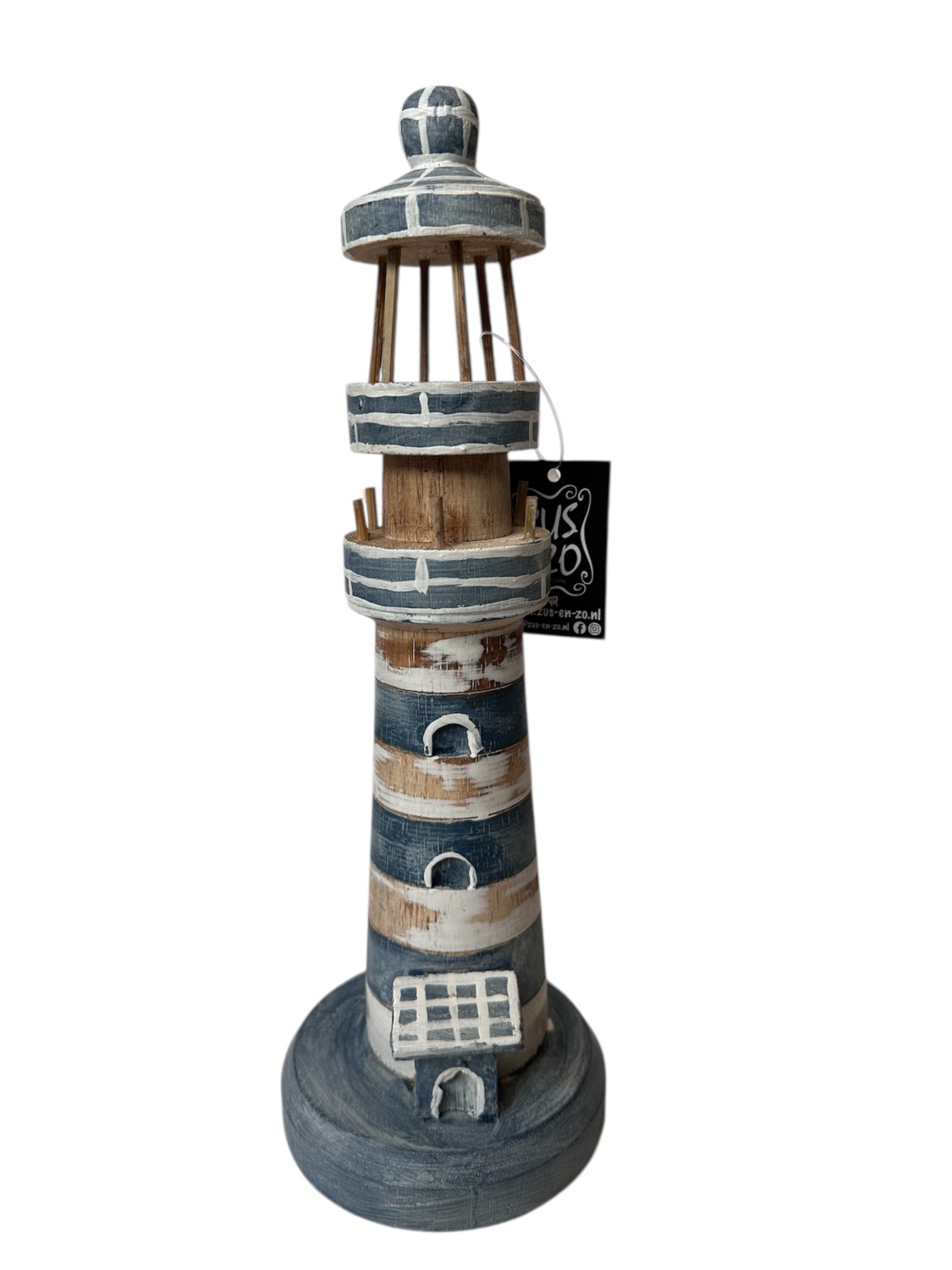 Houten Vuurtoren 'Stripes' Donkerblauw maat L