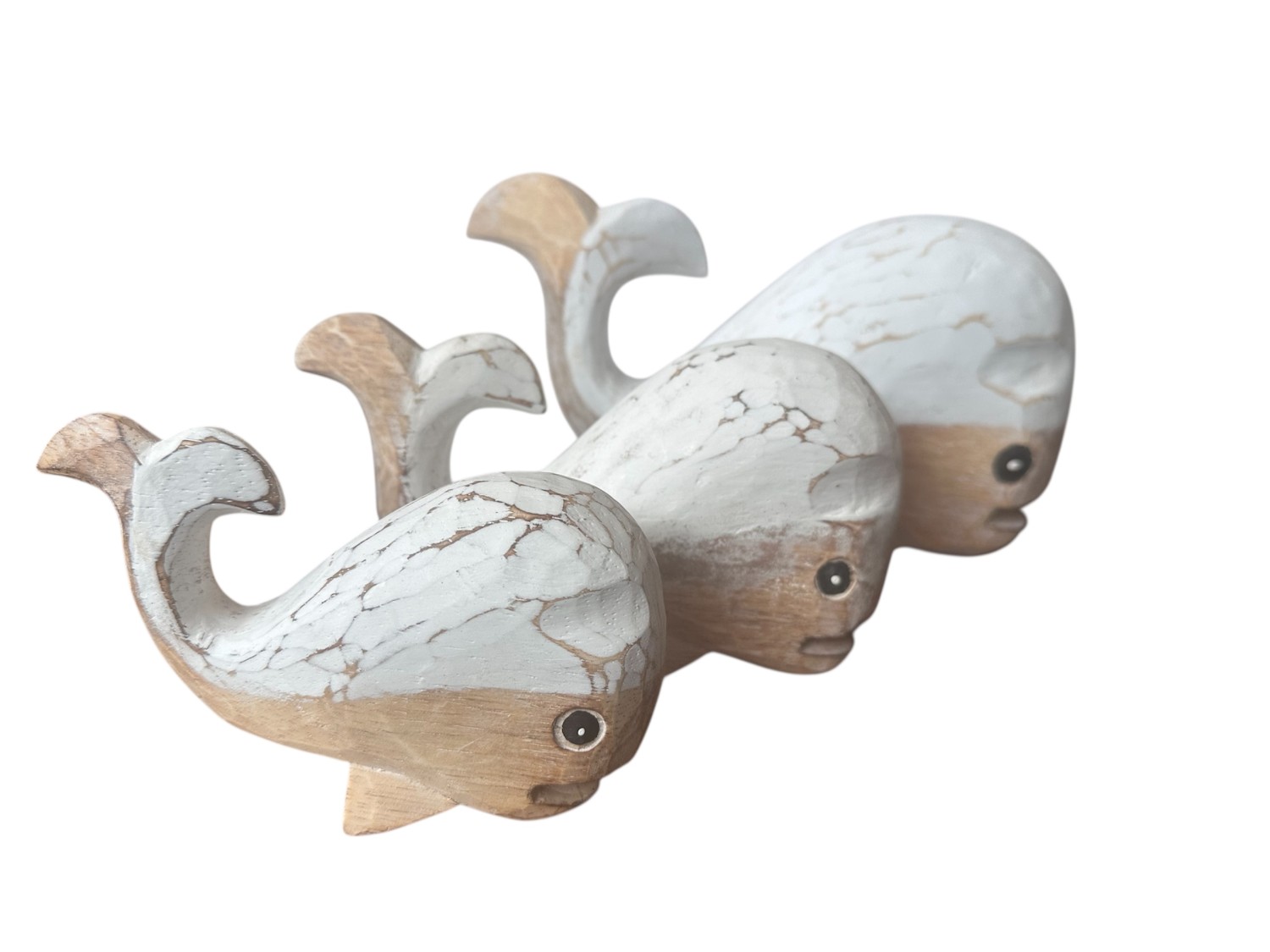 Houten Walvis Staand Naturel/Wit maat L - Afbeelding 2