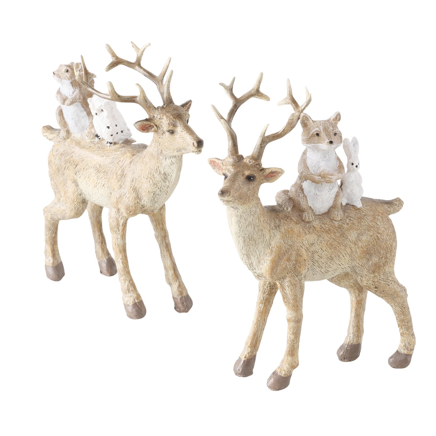 Beeldje Mandy , 2 soorten, uil, konijn, hert en vos H 14,50 cm