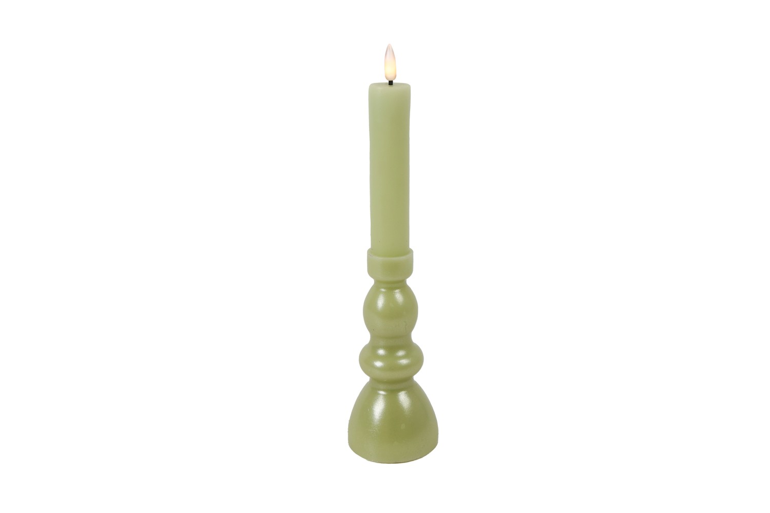 Kandelaar en kaars Nuala LED L groen