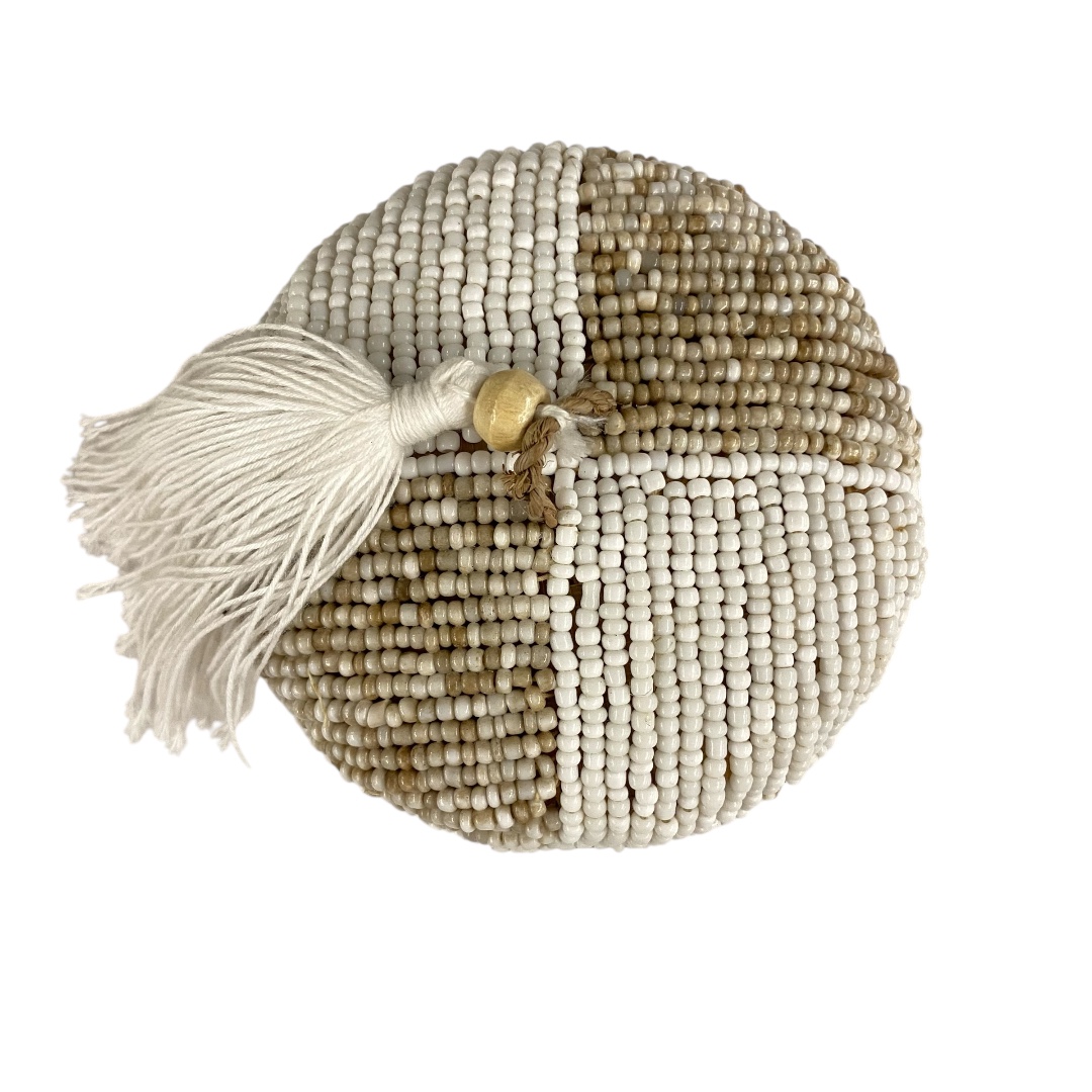 Bamboe kralen sieradendoosje - wit/beige - Afbeelding 2