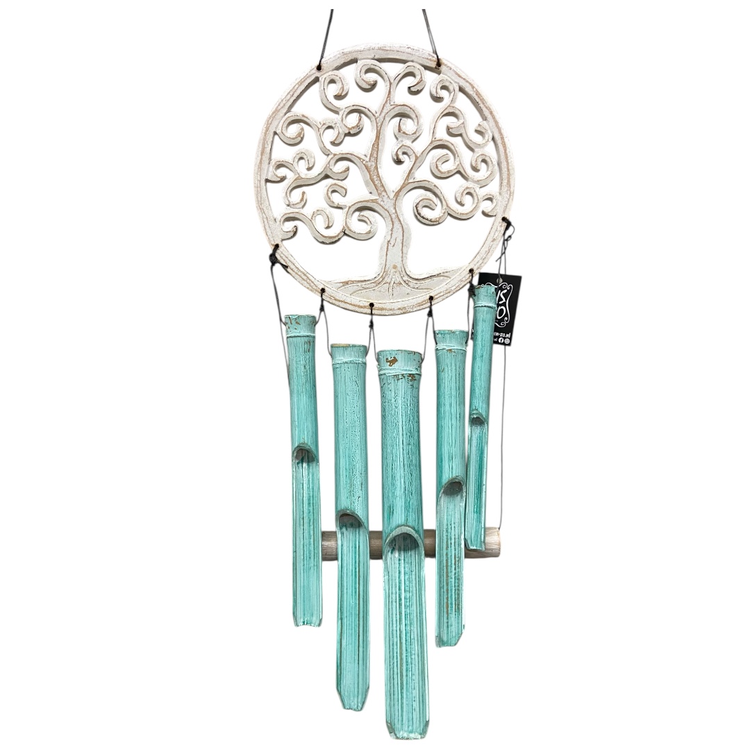 Bamboe windgong Tree of life Turquoise