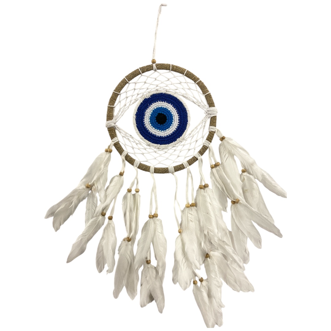 Dromenvanger 22 cm Oog met witte veren