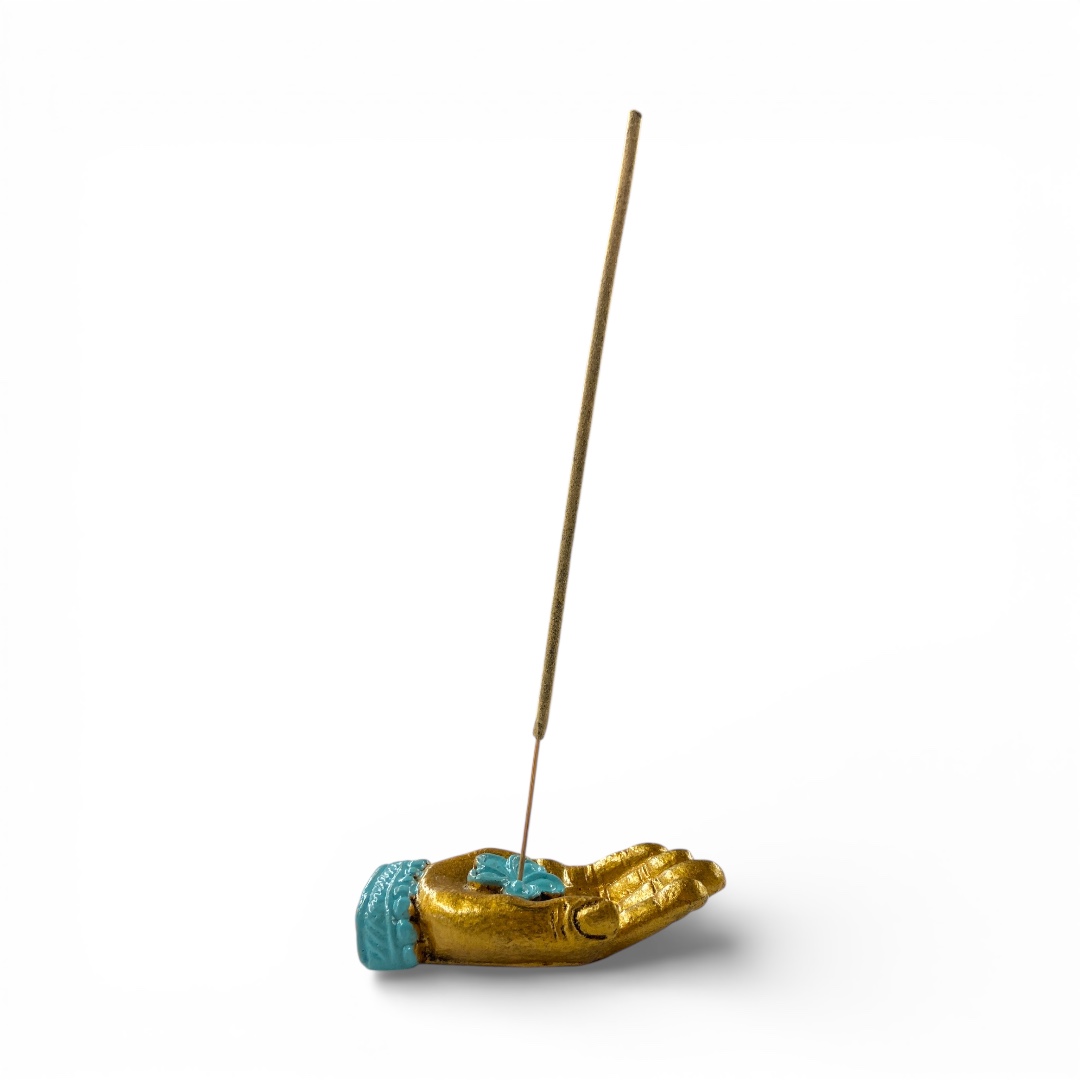 Wierookhouder hand turquoise 9 cm