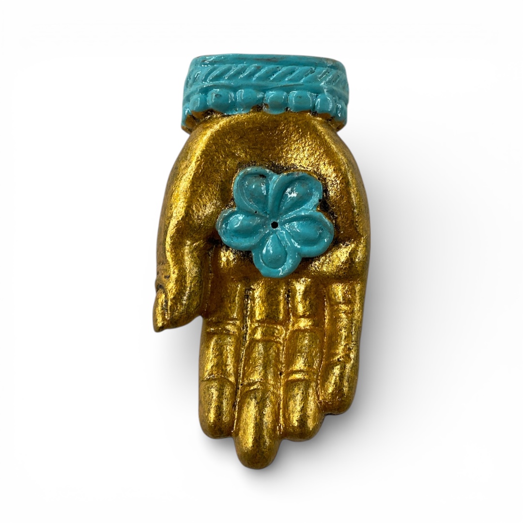 Wierookhouder hand turquoise 9 cm - Afbeelding 2