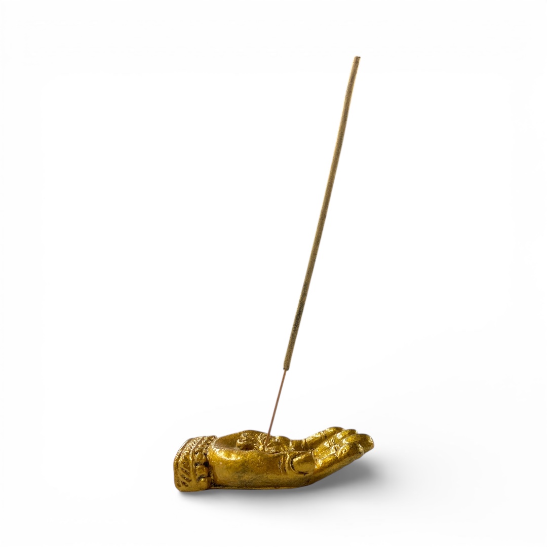 Wierookhouder hand goud 9 cm
