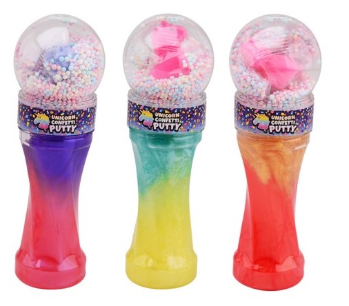 Putty kegel met eenhoorn en foam balletjes | 3 soorten