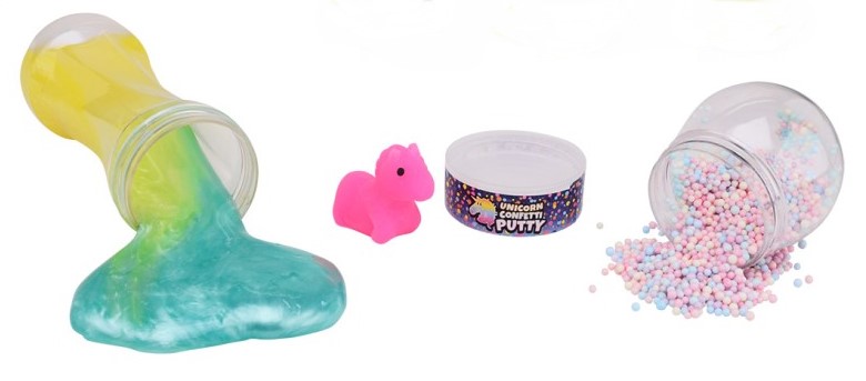 Putty kegel met eenhoorn en foam balletjes | 3 soorten - Afbeelding 2