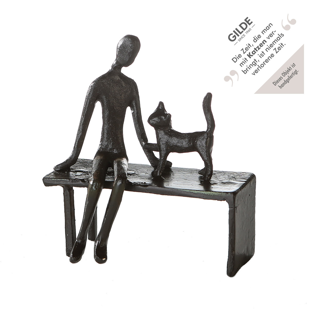 Beeld Affectie Bench motif, Cat motif, Iron, brown