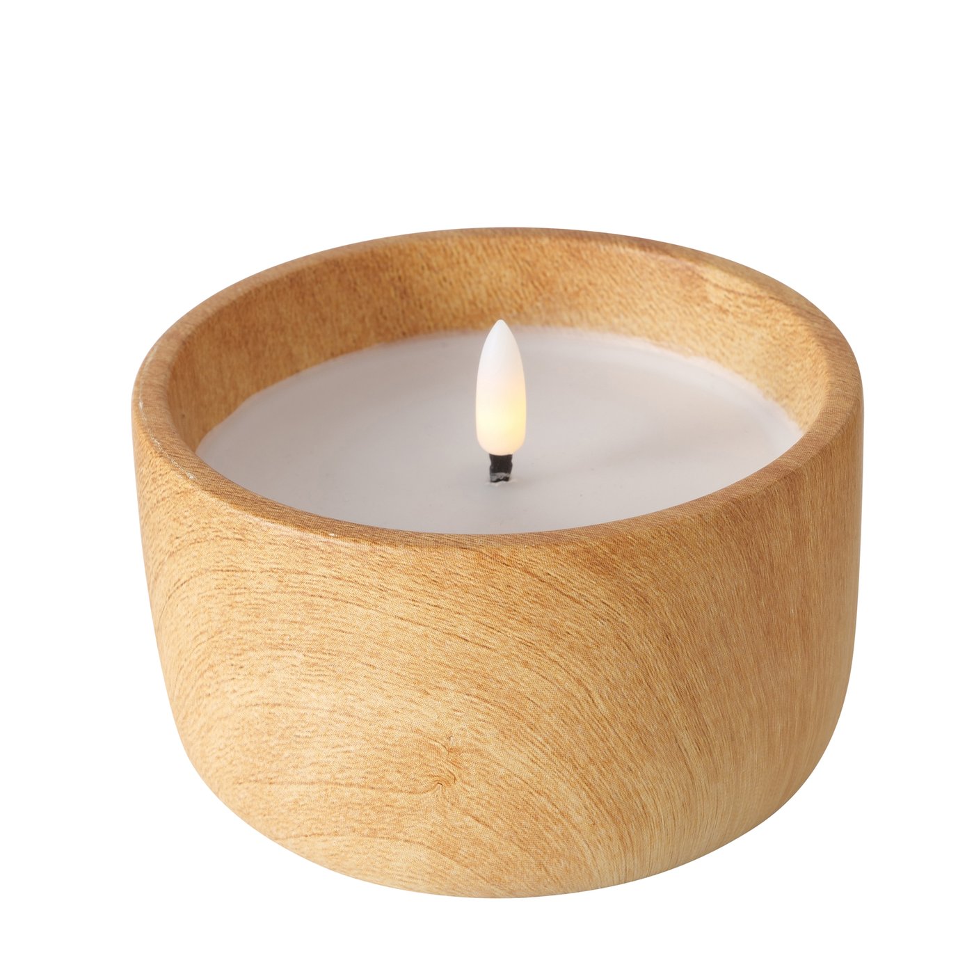 LED kandelaar Yuna, H 8 cm, Timer, Cement, Wax