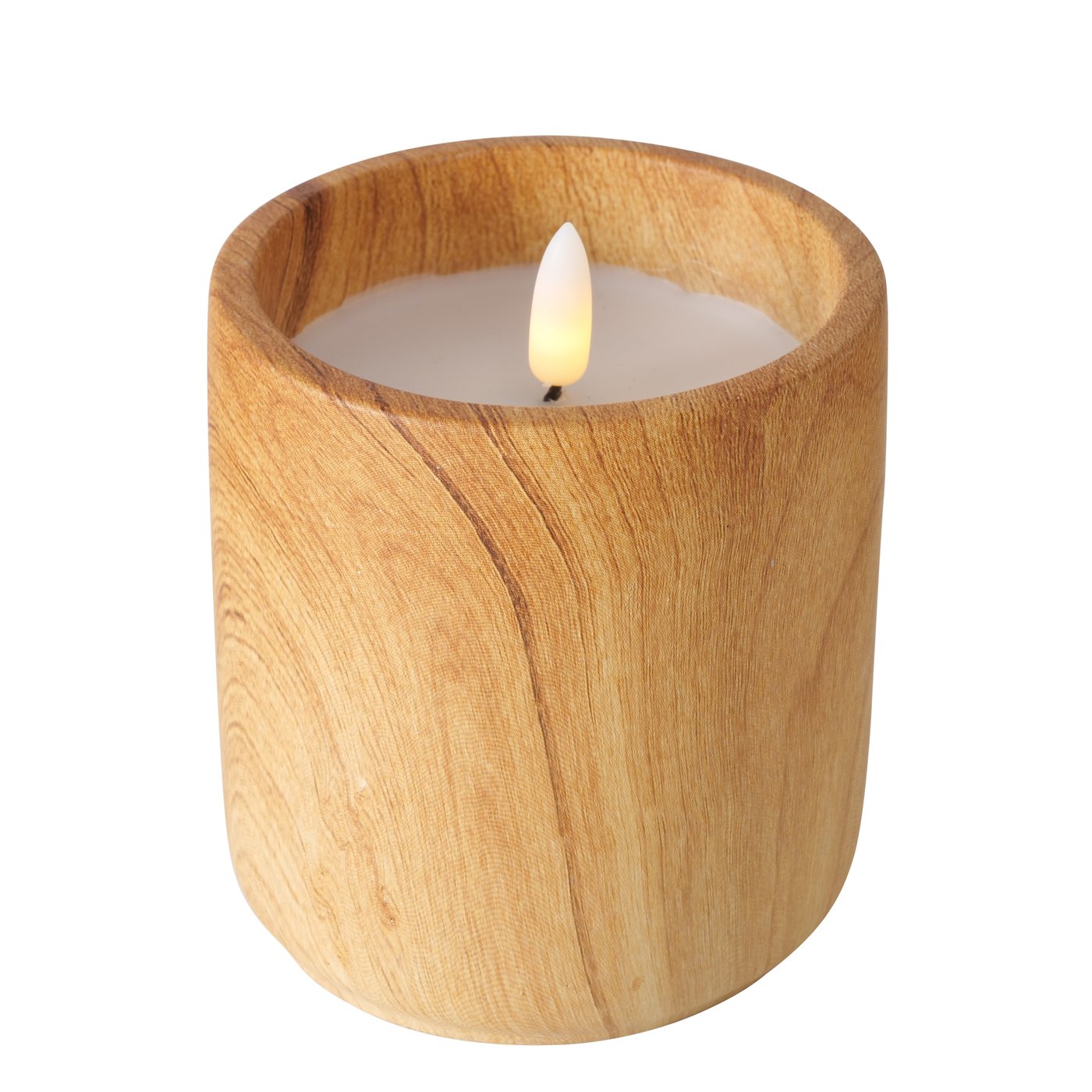 LED kandelaar Yuna, H 10,5 cm, Timer, Cement, Wax