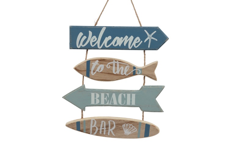 Hanger Welcome Beach wit/blauw