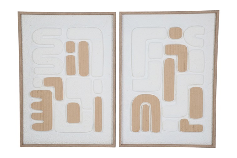 Schilderij rh Geometi S 2 varianten crème/bruin