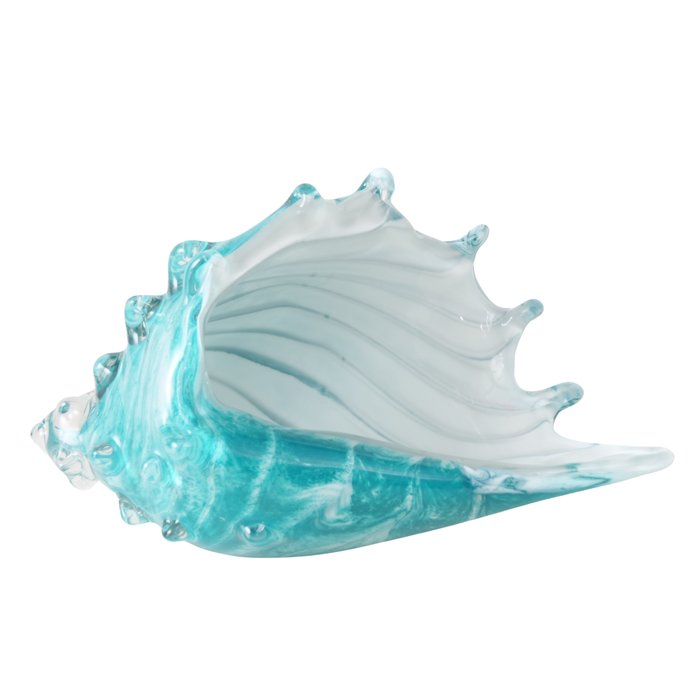 Glazen schelp Cani | H13cm | blauw