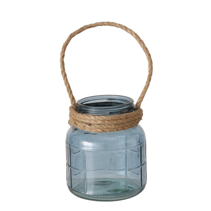 Windlicht Tameo H15cm jute blauw