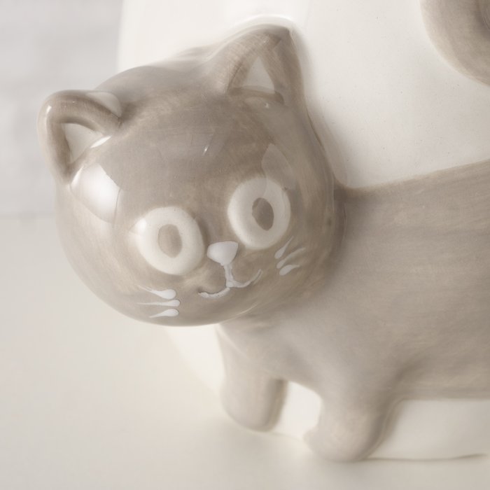 Beker Mollie poes 580ml grijs/wit - Afbeelding 2