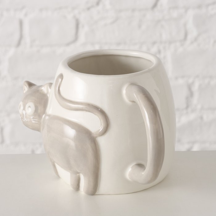 Beker Mollie poes 580ml grijs/wit - Afbeelding 3