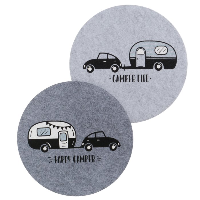 Placemat Camper 2 soorten D38cm grijs
