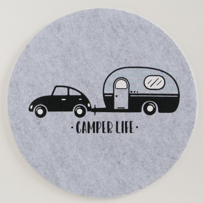 Placemat Camper 2 soorten D38cm grijs - Afbeelding 2