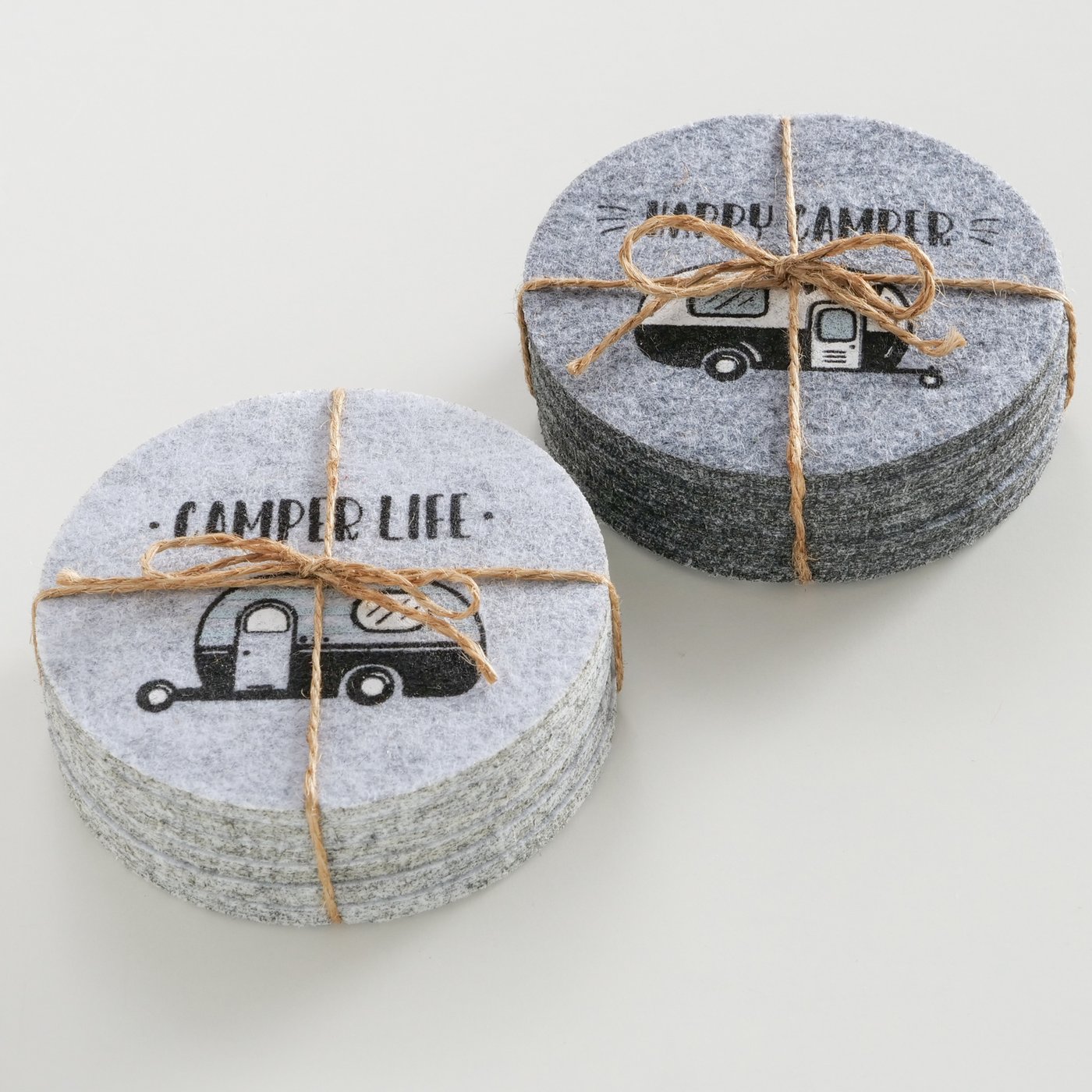 Onderzetters Camper 6 delig 2 soorten D10cm grijs - Afbeelding 2