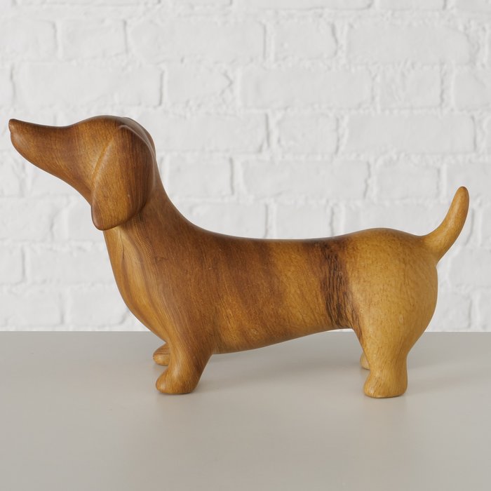 Figuur Wilhelmy teckel H14cm bruin - Afbeelding 2